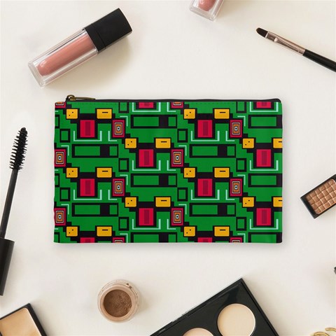 Rectangles on a green background                                                        Cosmetic Bag from ArtsNow.com Front