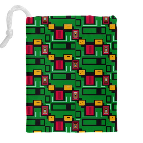 Rectangles on a green background                                                    Drawstring Pouch (5XL) from ArtsNow.com Back