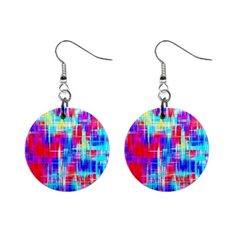 Red blue messy stripes                                                         1  Button Earrings from ArtsNow.com Front