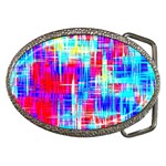 Red blue messy stripes                                                         Belt Buckle