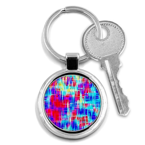 Red blue messy stripes                                                         Key Chain (Round) from ArtsNow.com Front