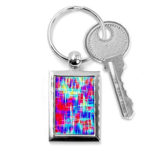 Red blue messy stripes                                                         Key Chain (Rectangle) from ArtsNow.com Front