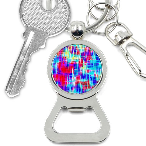 Red blue messy stripes                                                         Bottle Opener Key Chain from ArtsNow.com Front