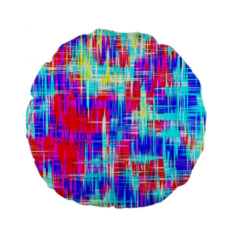Red blue messy stripes                                                        Standard 15  Premium Flano Round Cushion from ArtsNow.com Front