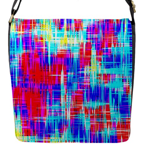 Red blue messy stripes                                                         Flap Closure Messenger Bag (S) from ArtsNow.com Front