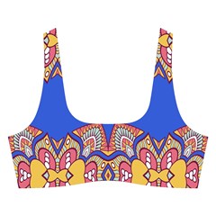 Yellow red shapes on a blue background                                                         Cross Back Hipster Bikini Set from ArtsNow.com Front