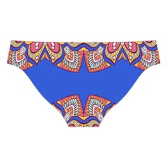 Yellow red shapes on a blue background                                                         Cross Back Hipster Bikini Set from ArtsNow.com Back Under