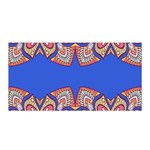 Yellow red shapes on a blue background                                                         Satin Wrap