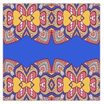 Yellow red shapes on a blue background                                                          Satin Scarf