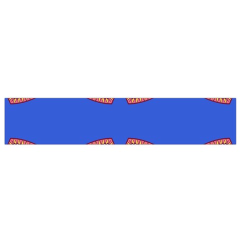 Yellow red shapes on a blue background                                                          Flano Scarf from ArtsNow.com Front
