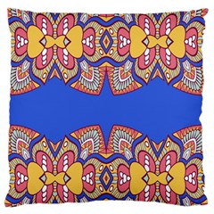 Yellow red shapes on a blue background                                                         Standard Flano Cushion Case (Two Sides) from ArtsNow.com Back