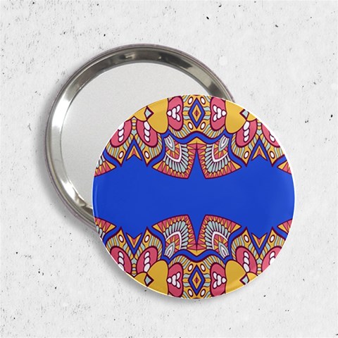 Yellow red shapes on a blue background                                                          2.25  Handbag Mirror from ArtsNow.com Front