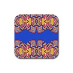 Yellow red shapes on a blue background                                                          Rubber Square Coaster (4 pack