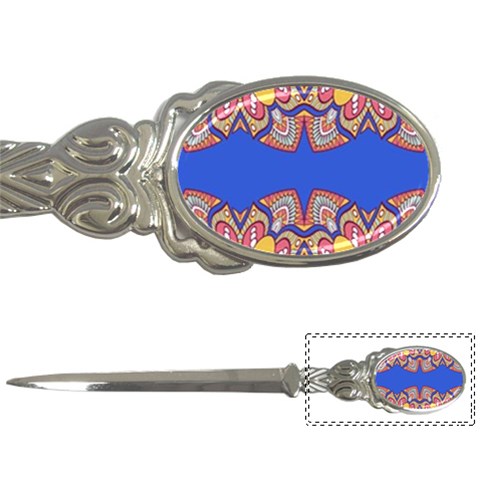 Yellow red shapes on a blue background                                                          Letter Opener from ArtsNow.com Front