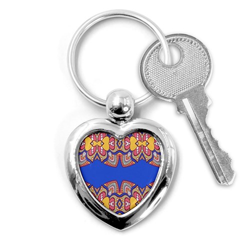 Yellow red shapes on a blue background                                                          Key Chain (Heart) from ArtsNow.com Front