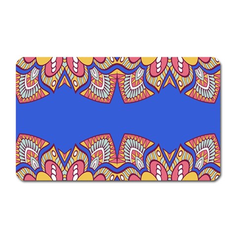 Yellow red shapes on a blue background                                                          Magnet (Rectangular) from ArtsNow.com Front