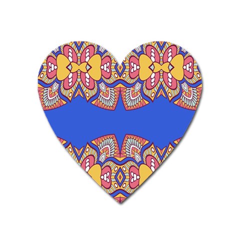 Yellow red shapes on a blue background                                                          Magnet (Heart) from ArtsNow.com Front