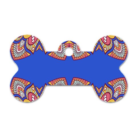 Yellow red shapes on a blue background                                                          Dog Tag Bone (One Side) from ArtsNow.com Front