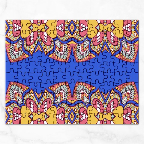 Yellow red shapes on a blue background                                                          Jigsaw Puzzle (Rectangular) from ArtsNow.com Front