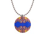 Yellow red shapes on a blue background                                                          1  Button Necklace