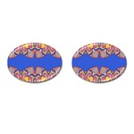 Yellow red shapes on a blue background                                                          Cufflinks (Oval)