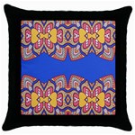 Yellow red shapes on a blue background                                                          Throw Pillow Case (Black)