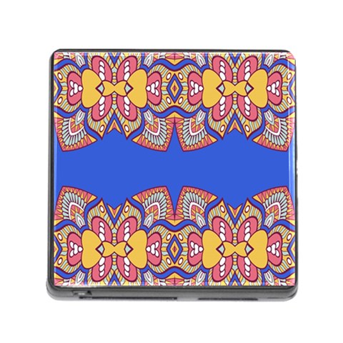 Yellow red shapes on a blue background                                                          Memory Card Reader (Square) from ArtsNow.com Front