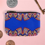 Yellow red shapes on a blue background                                                         Mini Coin Purse