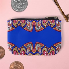 Yellow red shapes on a blue background                                                         Mini Coin Purse from ArtsNow.com Back