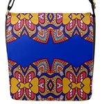 Yellow red shapes on a blue background                                                          Flap Closure Messenger Bag (S)