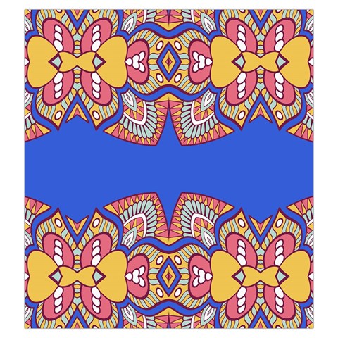 Yellow red shapes on a blue background                                                          Drawstring Pouch from ArtsNow.com Front