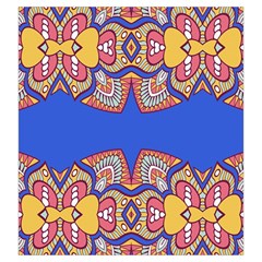 Yellow red shapes on a blue background                                                          Drawstring Pouch from ArtsNow.com Back