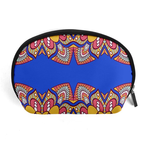 Yellow red shapes on a blue background                                                          Accessory Pouch from ArtsNow.com Front