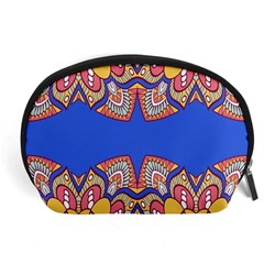 Yellow red shapes on a blue background                                                          Accessory Pouch from ArtsNow.com Front