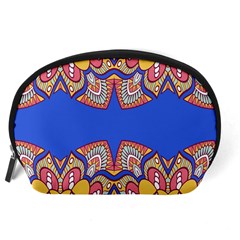 Yellow red shapes on a blue background                                                          Accessory Pouch from ArtsNow.com Back