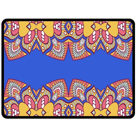 Yellow red shapes on a blue background                                                         Fleece Blanket from ArtsNow.com 80 x60  Blanket Front