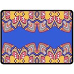 Yellow red shapes on a blue background                                                         Fleece Blanket