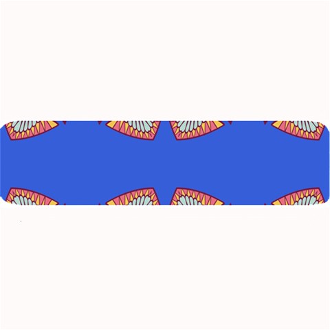 Yellow red shapes on a blue background                                                         Large Bar Mat from ArtsNow.com 32 x8.5  Bar Mat