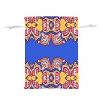 Yellow red shapes on a blue background                                                      Lightweight Drawstring Pouch (L)