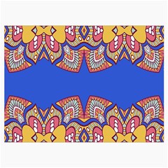 Yellow red shapes on a blue background                                                       Roll Up Canvas Pencil Holder (M) from ArtsNow.com Front