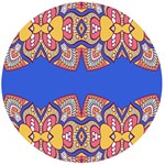 Yellow red shapes on a blue background                                                       Wooden Bottle Opener (Round)