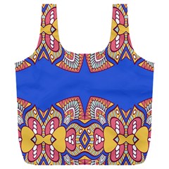 Yellow red shapes on a blue background                                                     Full Print Recycle Bag (XXL) from ArtsNow.com Back