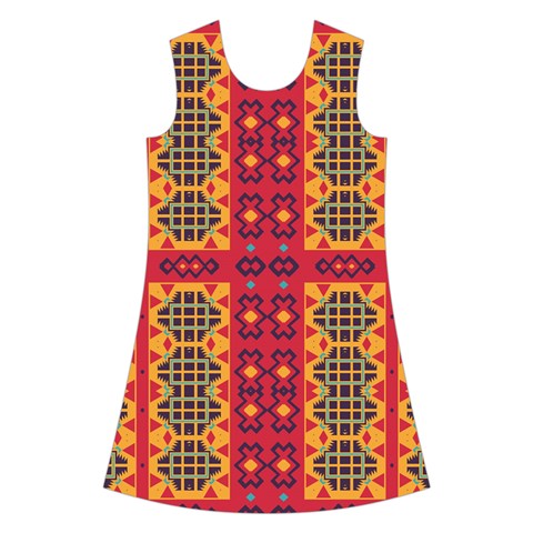 Shapes in retro colors2                                                               Kids  Short Sleeve Velvet Dress from ArtsNow.com Front