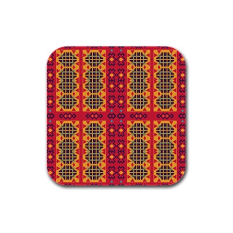 Shapes in retro colors2                                                           Rubber Square Coaster (4 pack from ArtsNow.com Front