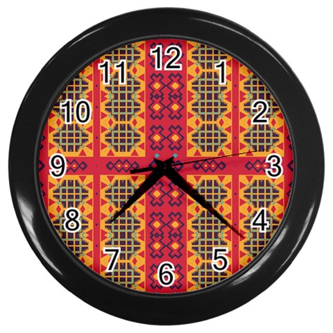 Shapes in retro colors2                                                           Wall Clock (Black) from ArtsNow.com Front