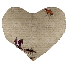 Foxhunt horse and hound Large 19  Premium Heart Shape Cushions from ArtsNow.com Back
