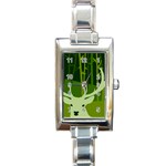 Forest Deer Tree Green Nature Rectangle Italian Charm Watch