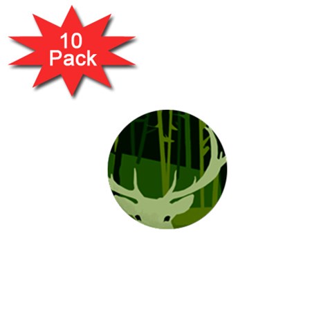 Forest Deer Tree Green Nature 1  Mini Buttons (10 pack)  from ArtsNow.com Front