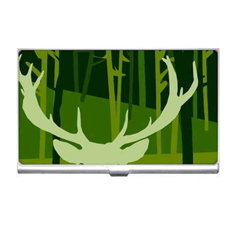 Forest Deer Tree Green Nature Business Card Holder from ArtsNow.com Front
