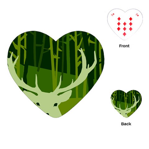Forest Deer Tree Green Nature Playing Cards Single Design (Heart) from ArtsNow.com Front